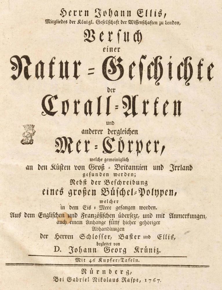 Große Abbildung Nr.2: 133-1256 Ellis,J.: (Zoologie, Korallen)