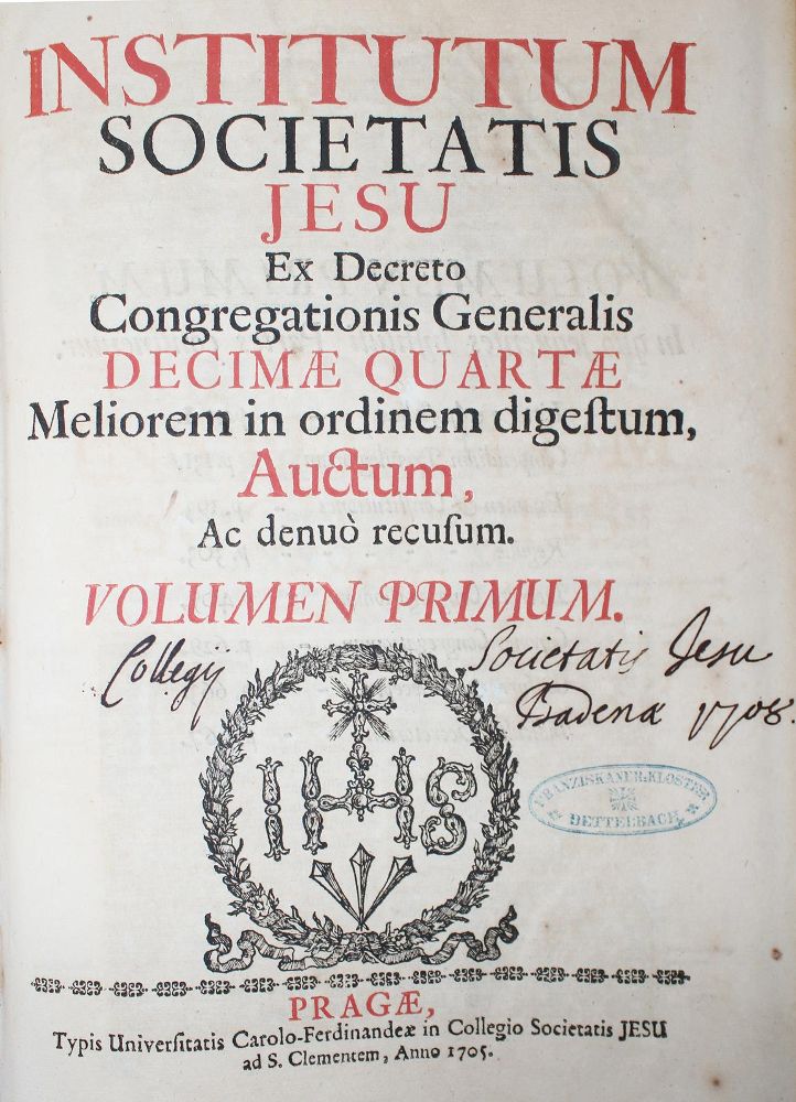 Große Abbildung Nr.1: 133-128 Institutum Sociuetatis Jesu:: (Alte Drucke, Handschriften und Theologie)