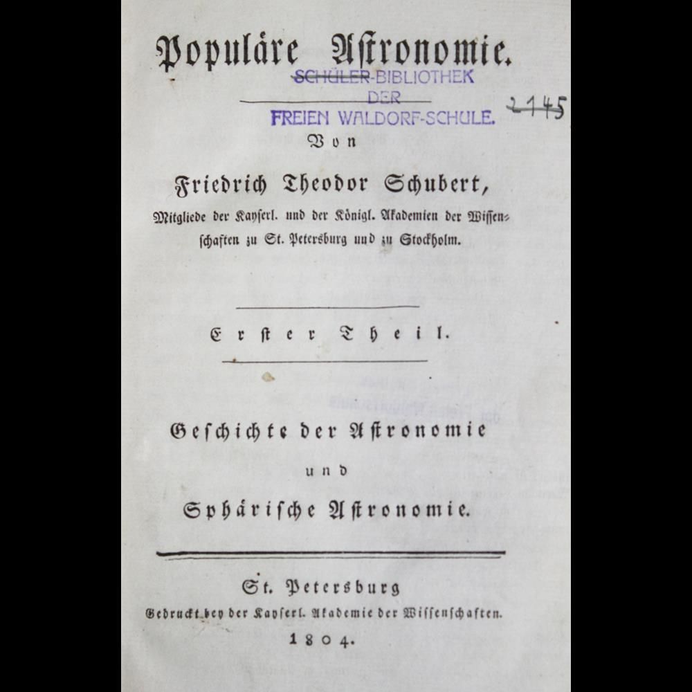 Große Abbildung Nr.1: 133-1290 Schubert,F.T.: (Verschiedene Gebiete - Varia, Astronomie)