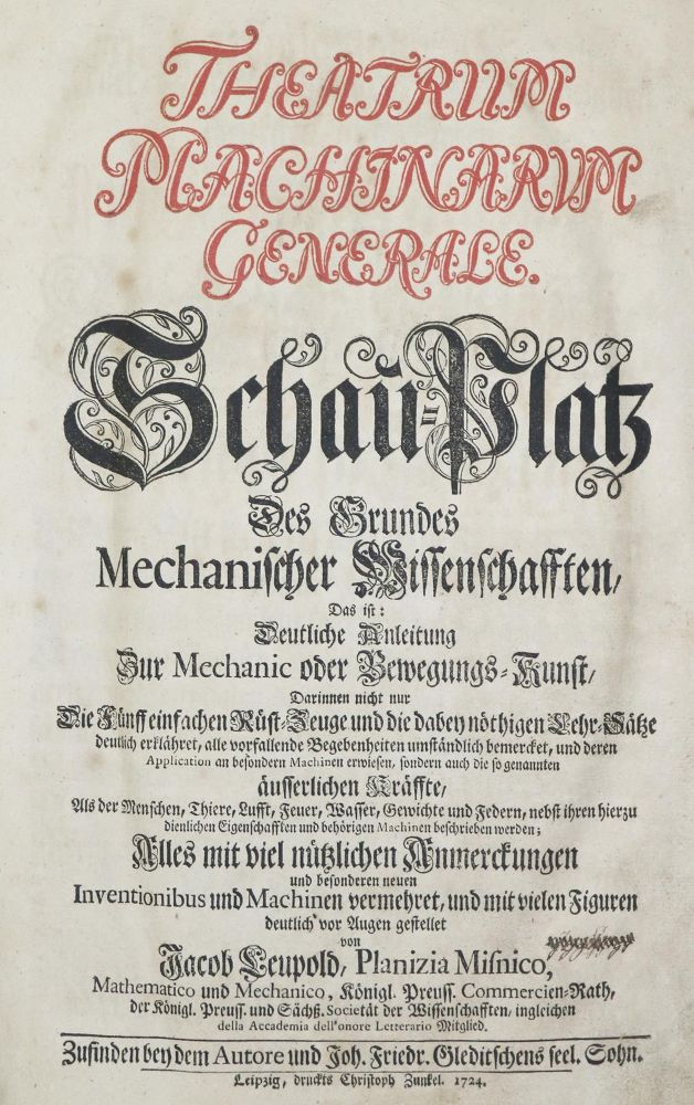 Große Abbildung Nr.2: 133-1322 Leupold,J.: (Verschiedene Gebiete - Varia, Maschinen)