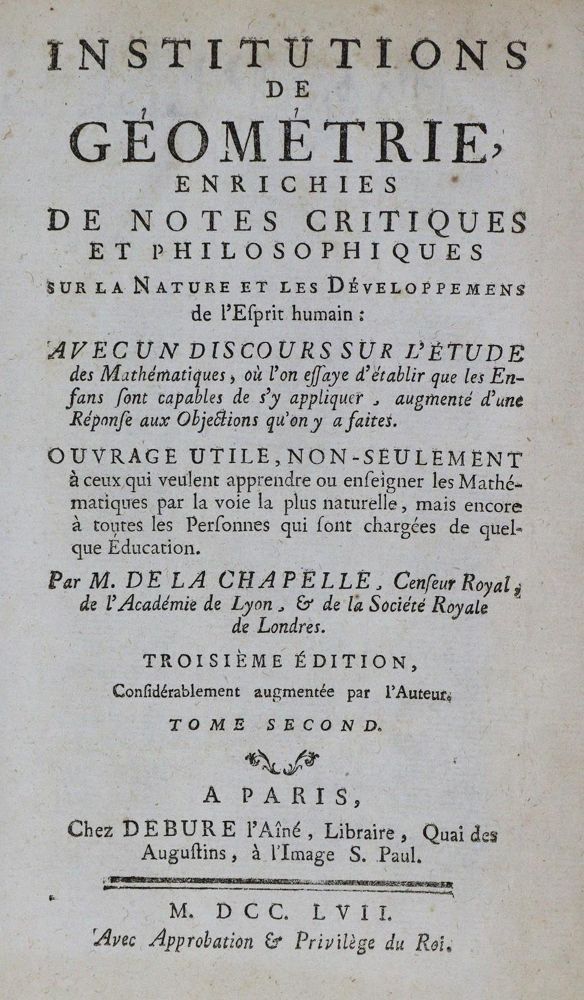 Große Abbildung Nr.1: 133-1323 Chapelle,(A.)de la.: (Verschiedene Gebiete - Varia, Mathematik)