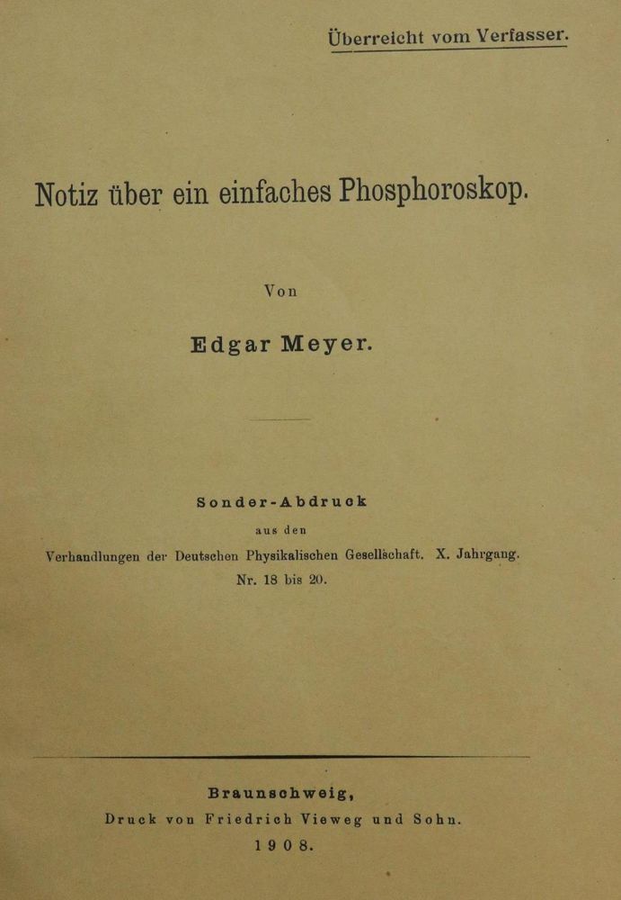 Große Abbildung Nr.1: 133-1335 Meyer,E.: (Verschiedene Gebiete - Varia, Physik)