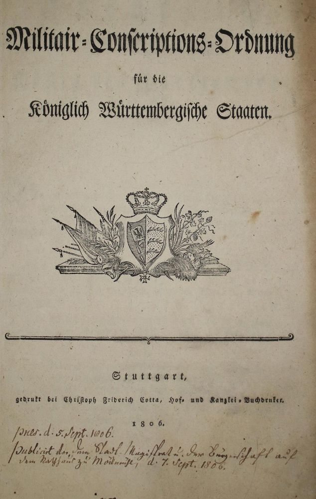Große Abbildung Nr.1: 133-1426 Militair-Conscriptions-Ordnung: (Deutschland, Baden-Württemberg)