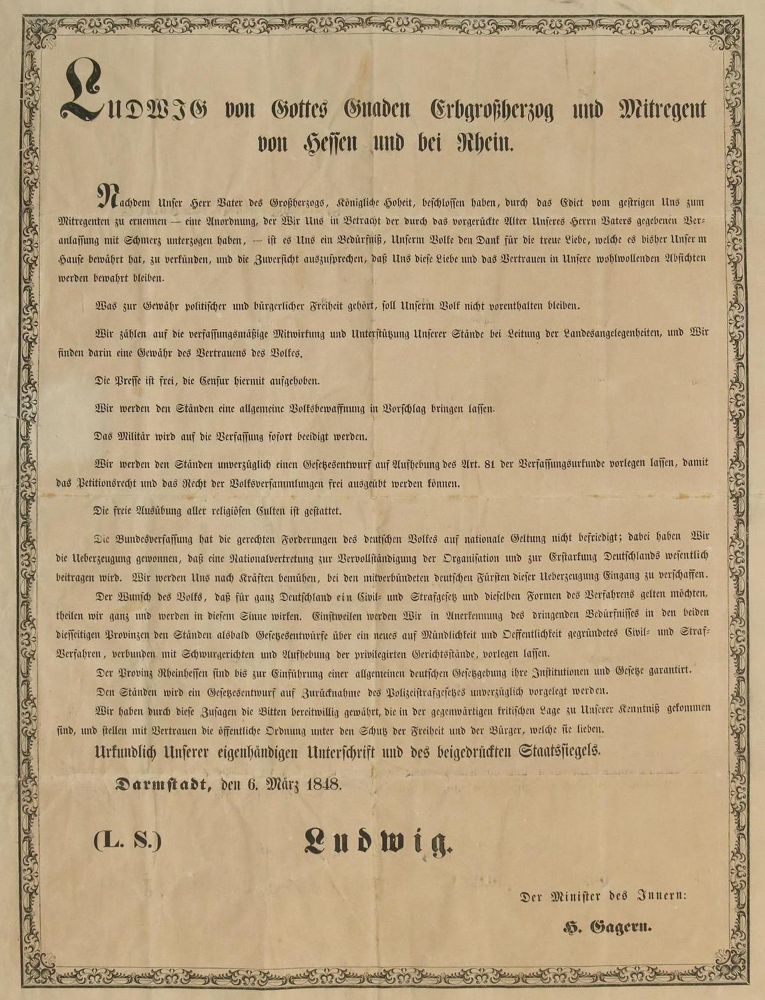 Große Abbildung Nr.1: 133-1529 Proklamation: (Deutschland, Revolution 1848/49 - Vormärz - Politik)