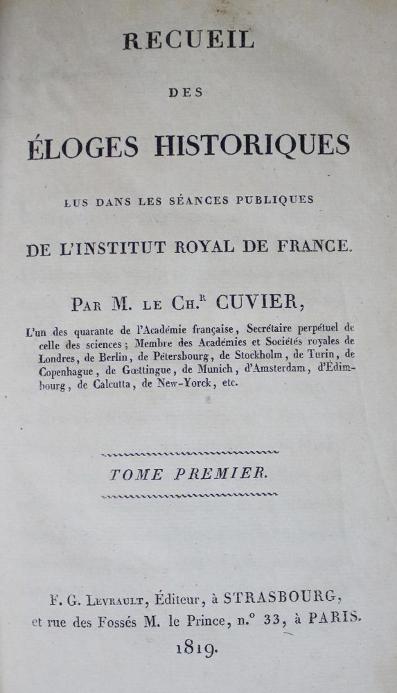Große Abbildung Nr.1: 133-1557 Cuvier,(G.).: (Frankreich)