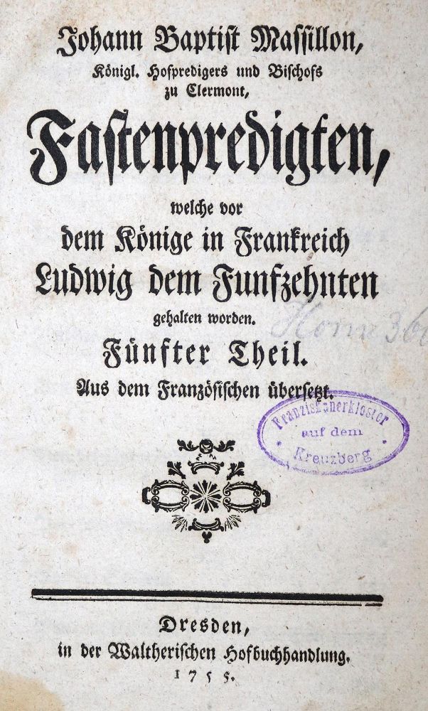 Große Abbildung Nr.1: 133-159 Massillon,J.B.: (Alte Drucke, Handschriften und Theologie)