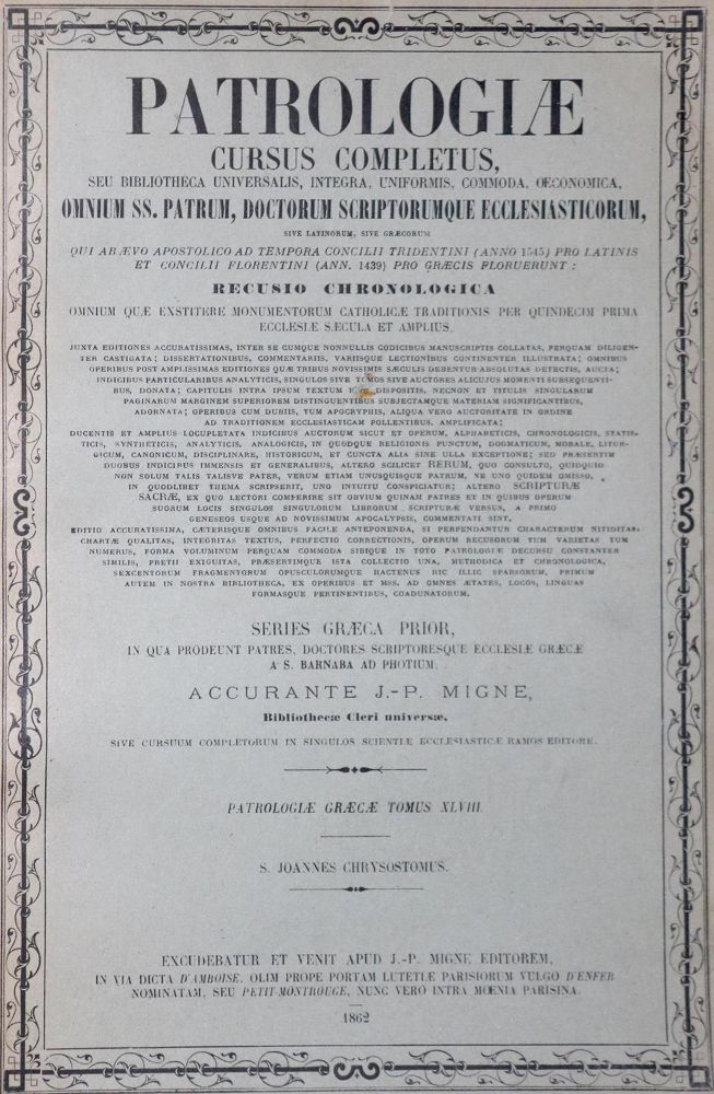 Große Abbildung Nr.1: 133-161 Migne,J.P.: (Alte Drucke, Handschriften und Theologie)