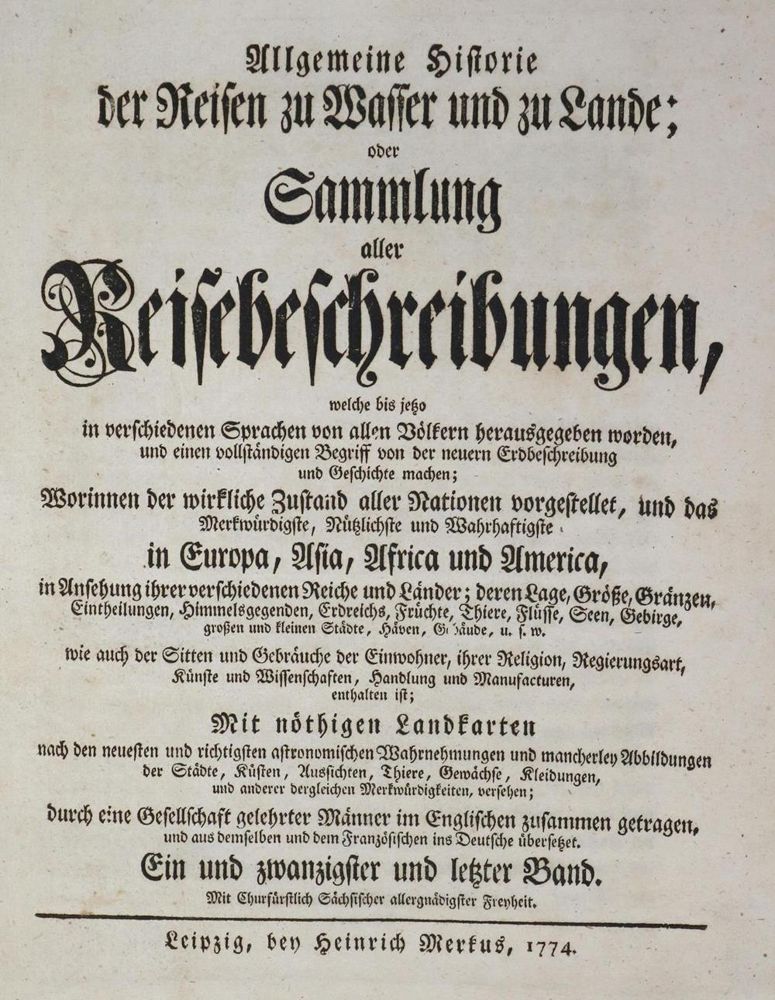 Große Abbildung Nr.13: 133-1610 Allgemeine Historie der Reisen zu Wasser und Lande;: (Verschiedene Länder - Geschichte)