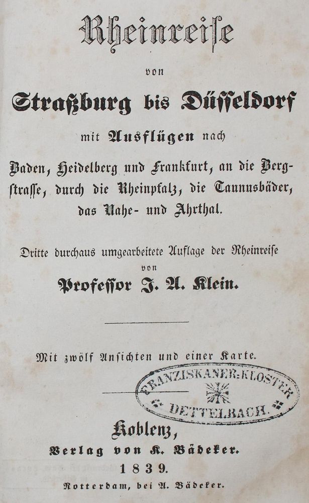 Große Abbildung Nr.1: 133-1626 Klein,J.A. u. K.Baedeker.: (Verschiedene Länder - Geschichte, Baedeker)