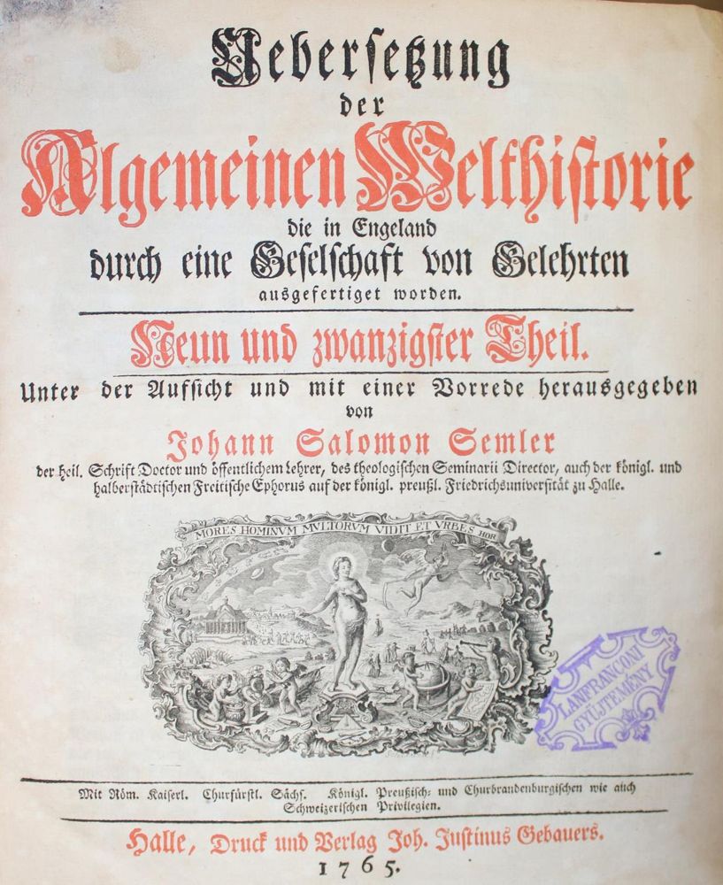 Große Abbildung Nr.1: 133-1681 Semler,J.S. u.a.: (Verschiedene Länder - Geschichte)