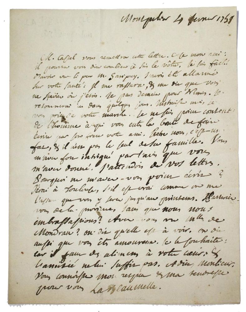 Große Abbildung Nr.1: 133-1696 Beaumelle, Laurent Angliviel de la,: (Autographen)