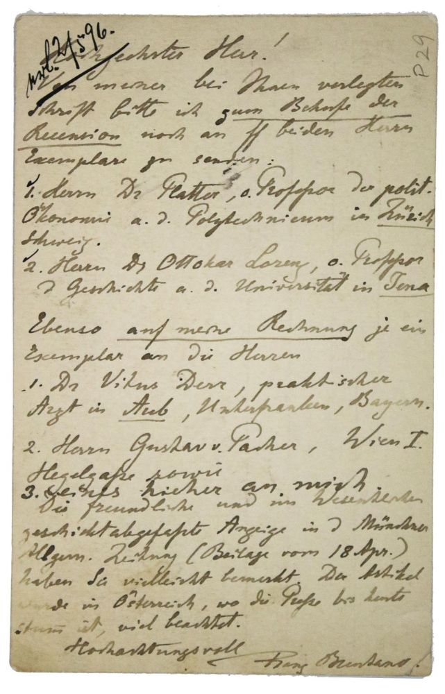 Große Abbildung Nr.2: 133-1699 Brentano, Franz,: (Autographen)