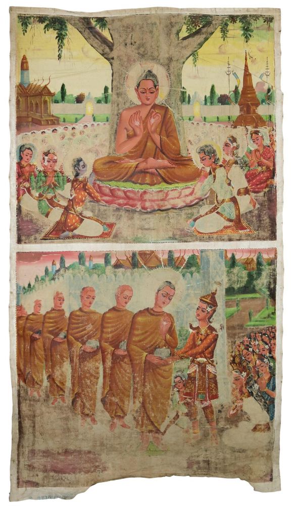 Große Abbildung Nr.1: 133-1820 Rollbild (Patua).: (Asiatika, Thangkas)