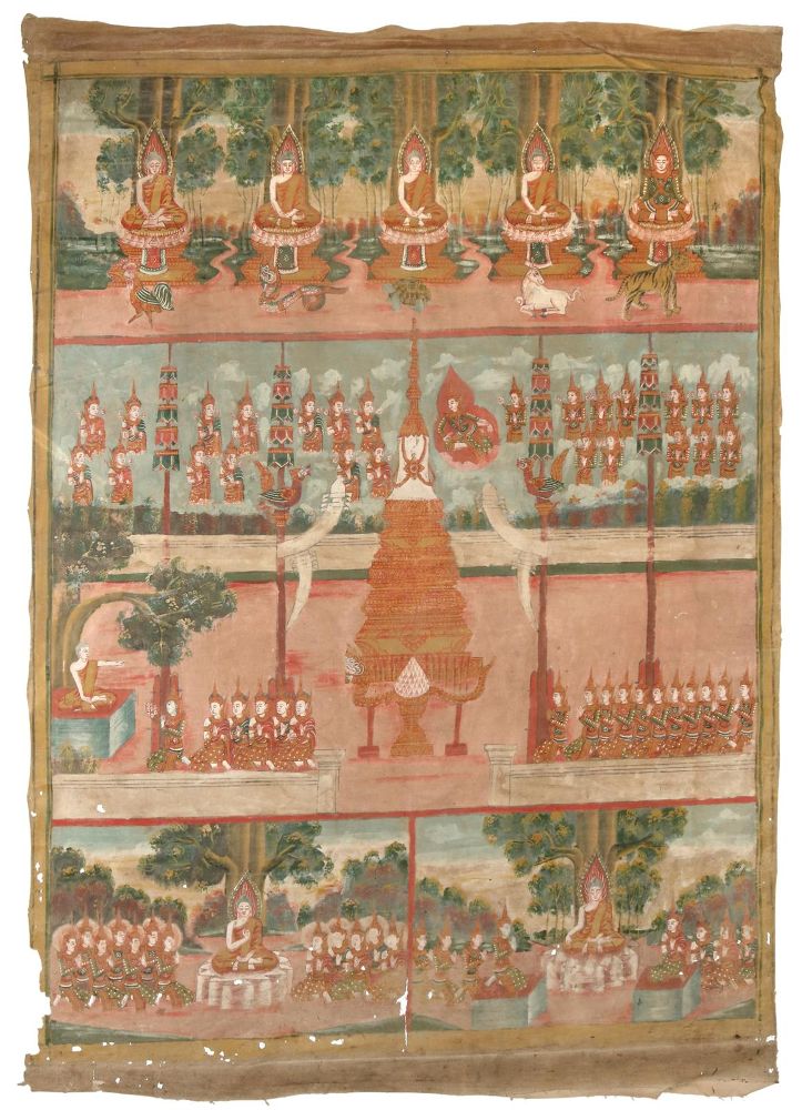 Große Abbildung Nr.1: 133-1825 Rollbild (Patua).: (Asiatika, Thangka)