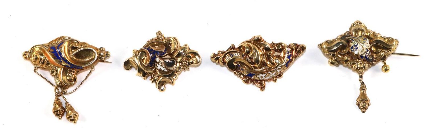 Große Abbildung Nr.1: 133-1941 Vier Broschen: (Schmuck, Broschen)
