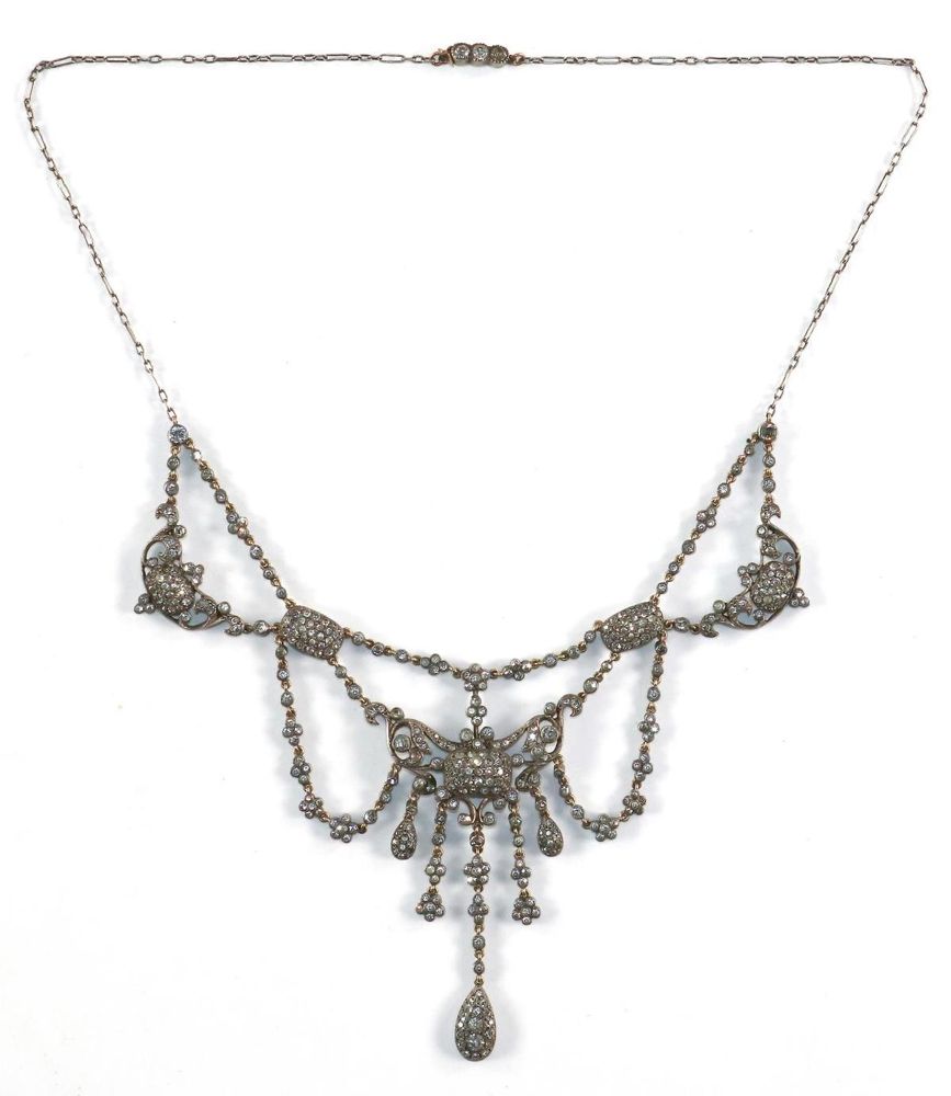 Große Abbildung Nr.3: 133-1946 Strasscollier, Silber um 1800.: (Schmuck, Collier)