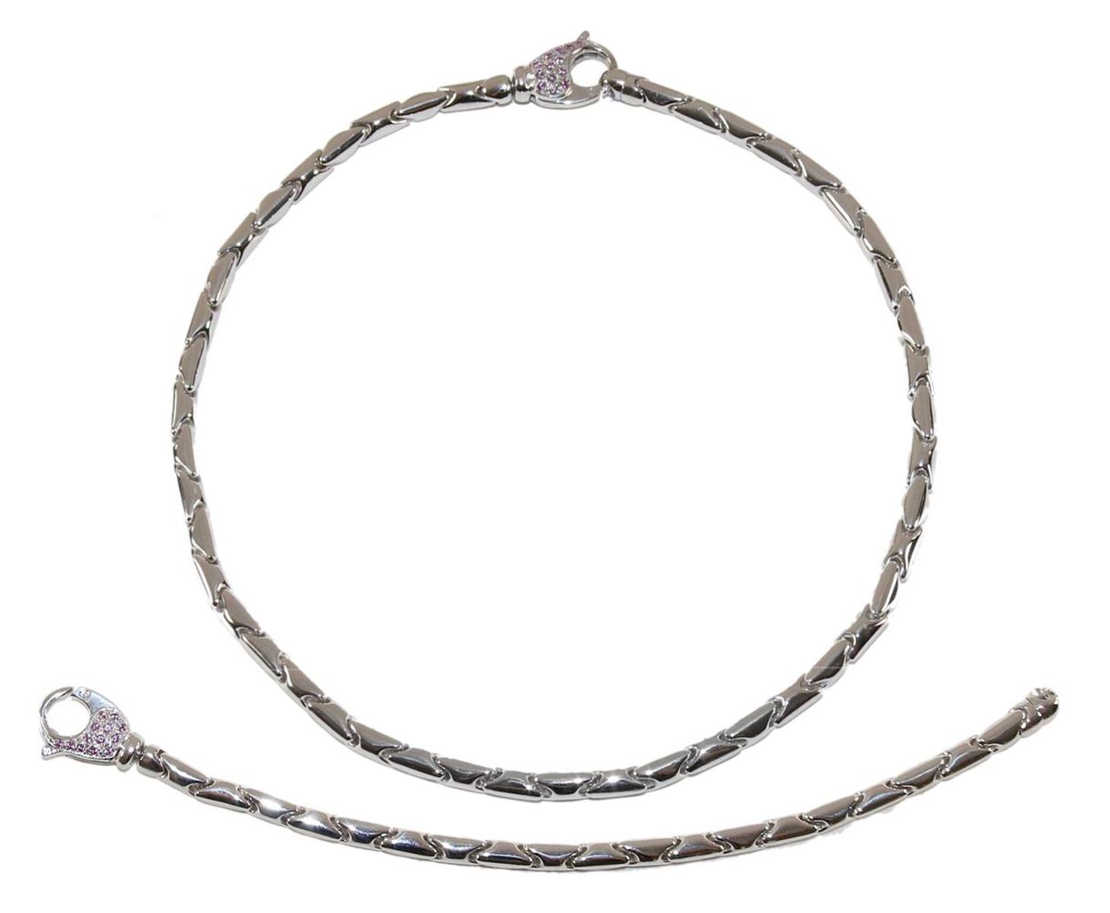 Große Abbildung Nr.1: 133-1950 Hochwertiges Set 585 WG: (Schmuck, DRC Pforzheim)