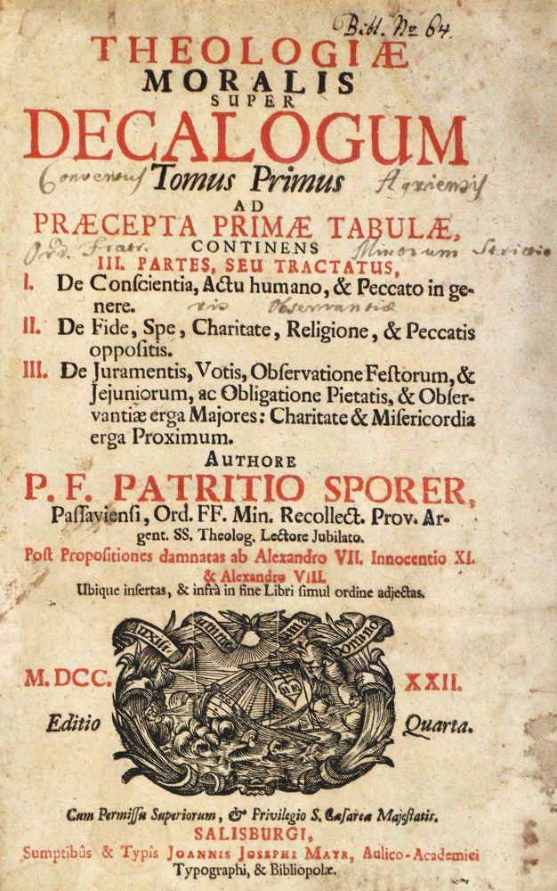 Große Abbildung Nr.3: 133-198 Sporer,P.: (Alte Drucke, Handschriften und Theologie)