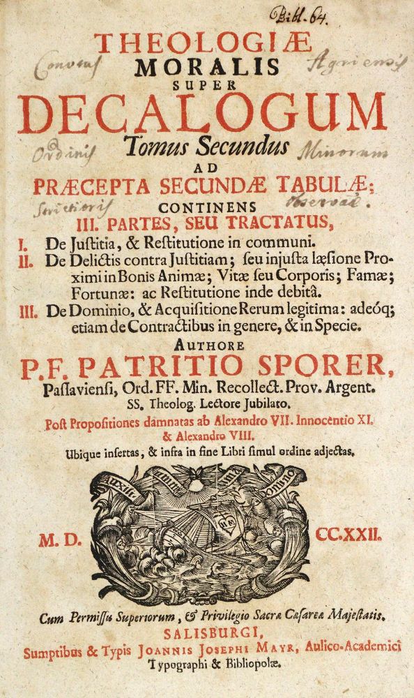 Große Abbildung Nr.4: 133-198 Sporer,P.: (Alte Drucke, Handschriften und Theologie)