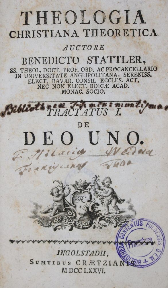 Große Abbildung Nr.1: 133-200 Stattler,B.: (Alte Drucke, Handschriften und Theologie)