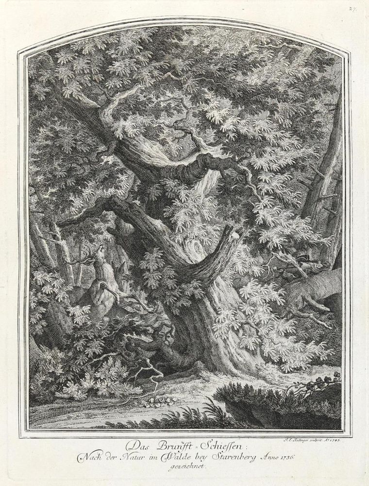 Große Abbildung Nr.1: 133-2133 Ridinger,E.J.: (Varia, Jagd, Hirsche)