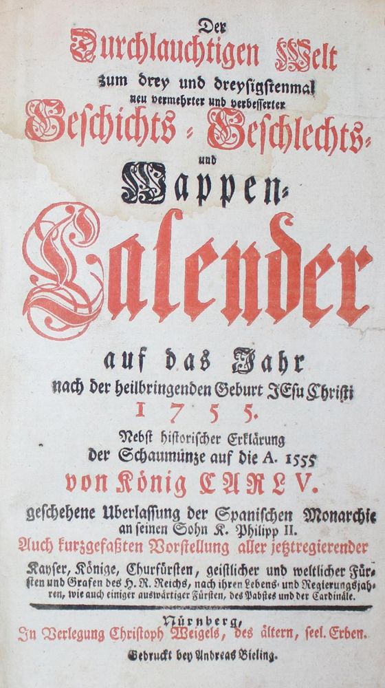 Große Abbildung Nr.1: 133-226 Wappen-Kalender.: (Genealogie und Heraldik)