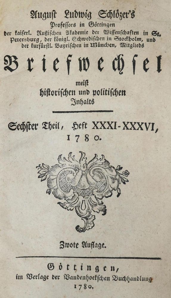 Große Abbildung Nr.1: 133-228 Schlözer,A.L.: (Politik und Staatswissenschaften)