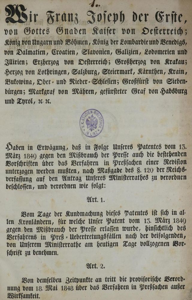 Große Abbildung Nr.1: 133-238 Sammelband: (Einblattdrucke u. Flugschriften, Österreich)