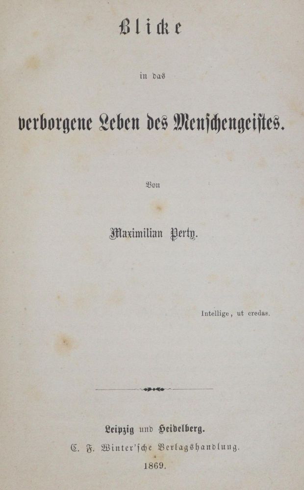 Große Abbildung Nr.3: 133-254 Perty,M.: (Grenzwissenschaften und Okkultismus)
