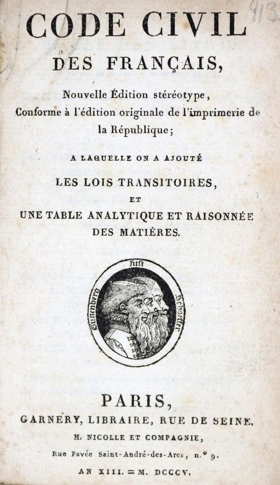 Große Abbildung Nr.1: 133-272 Code Civil des Francais.: (Juridica und Kriminologie)