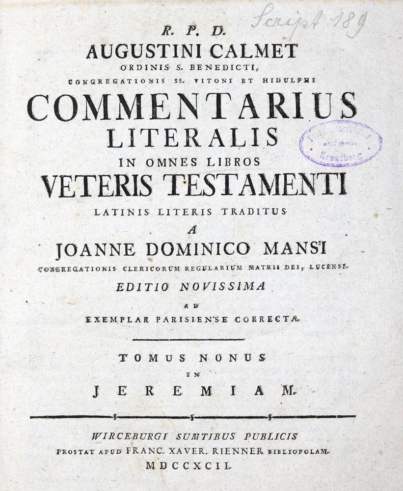 Große Abbildung Nr.1: 133-28 Calmet,A.: (Bibeln)