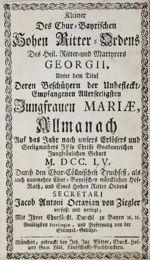 Große Abbildung Nr.1: 133-281 Ziegler,J.A.O.v.: (Kalender)