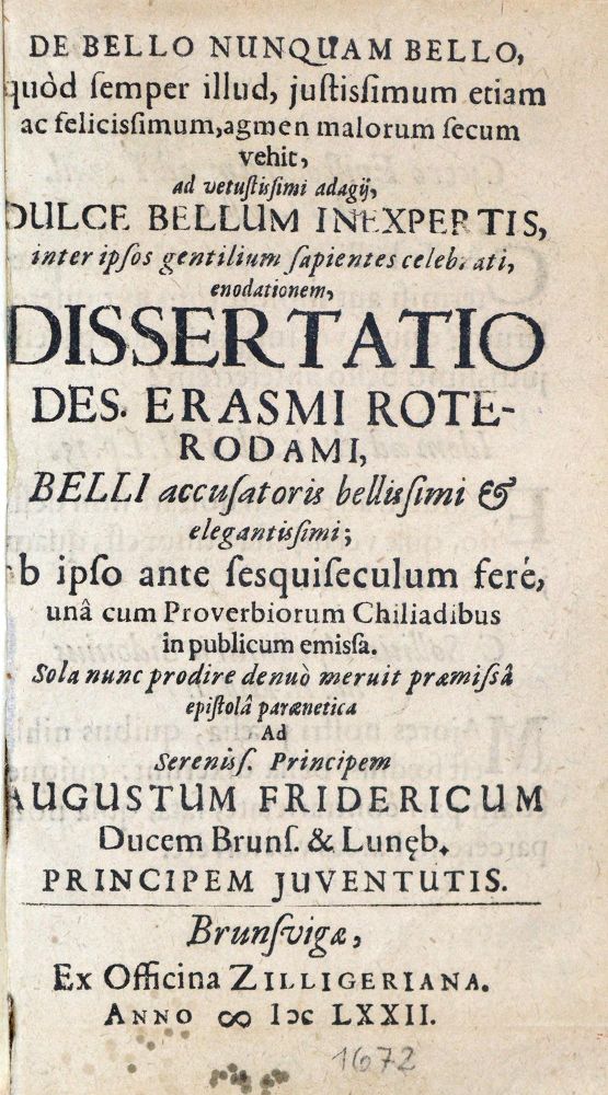 Große Abbildung Nr.1: 133-299 Erasmus Roterodamus,D.: (Militaria)