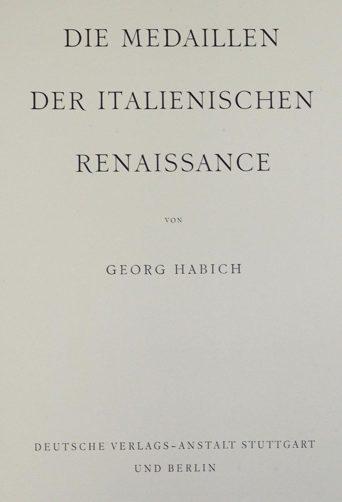 Große Abbildung Nr.3: 133-332 Habich,G.: (Numismatik u. Siegelkunde)