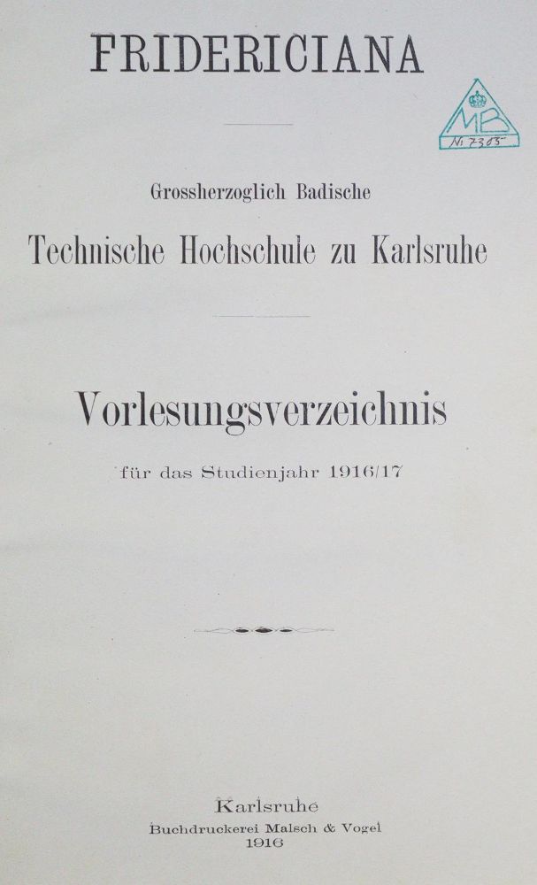 Große Abbildung Nr.1: 133-364 Fridericiana.: (Studentika und Hochschulen, Karlsruhe)