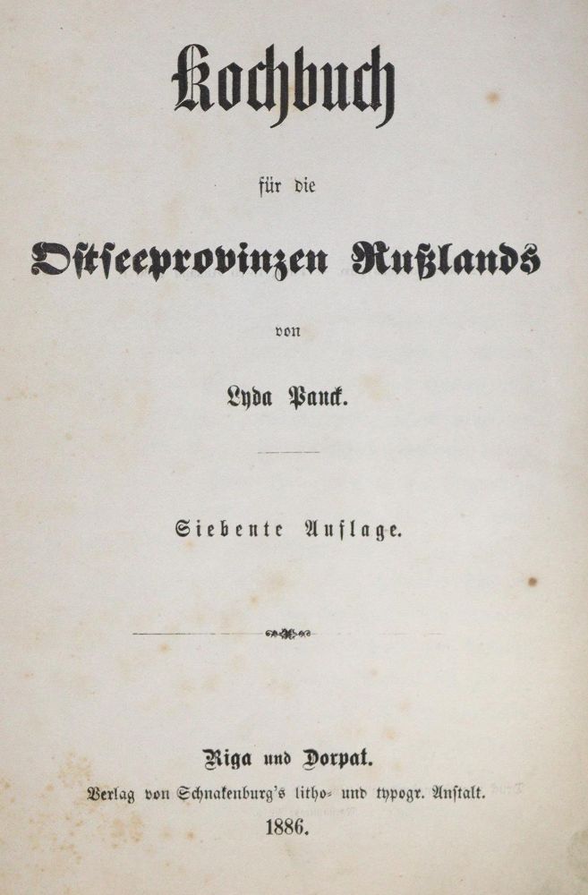Große Abbildung Nr.1: 133-397 Panck,L.: (Küche und Haushalt, Kochbücher, Baltikum)
