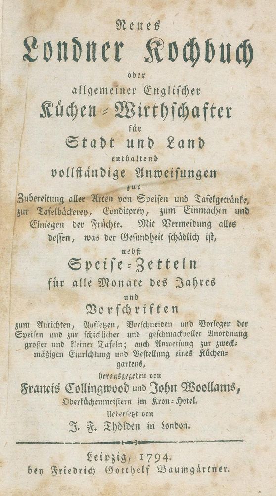 Große Abbildung Nr.2: 133-404 Collingwood,F. u. J.Woollams.: (Küche und Haushalt, Kochbücher)