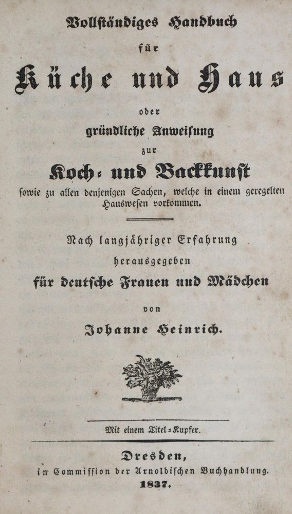 Große Abbildung Nr.1: 133-407 Heinrich,J.: (Küche und Haushalt, Kochbücher, Dresden)