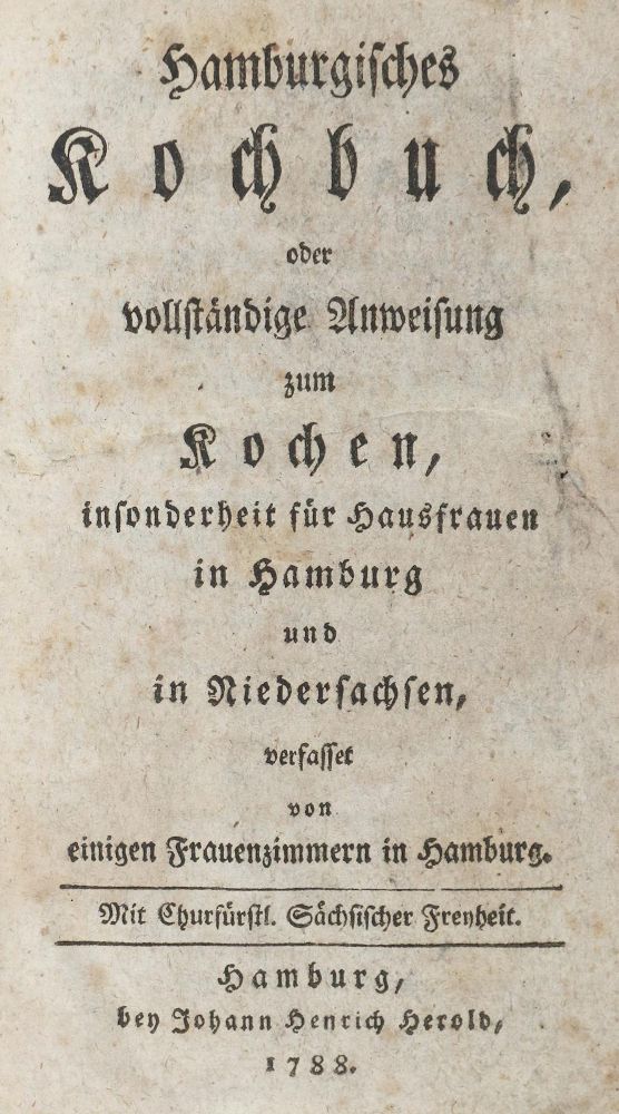 Große Abbildung Nr.1: 133-420 Hamburgisches Kochbuch,: (Küche und Haushalt, Kochbücher, Hamburg)