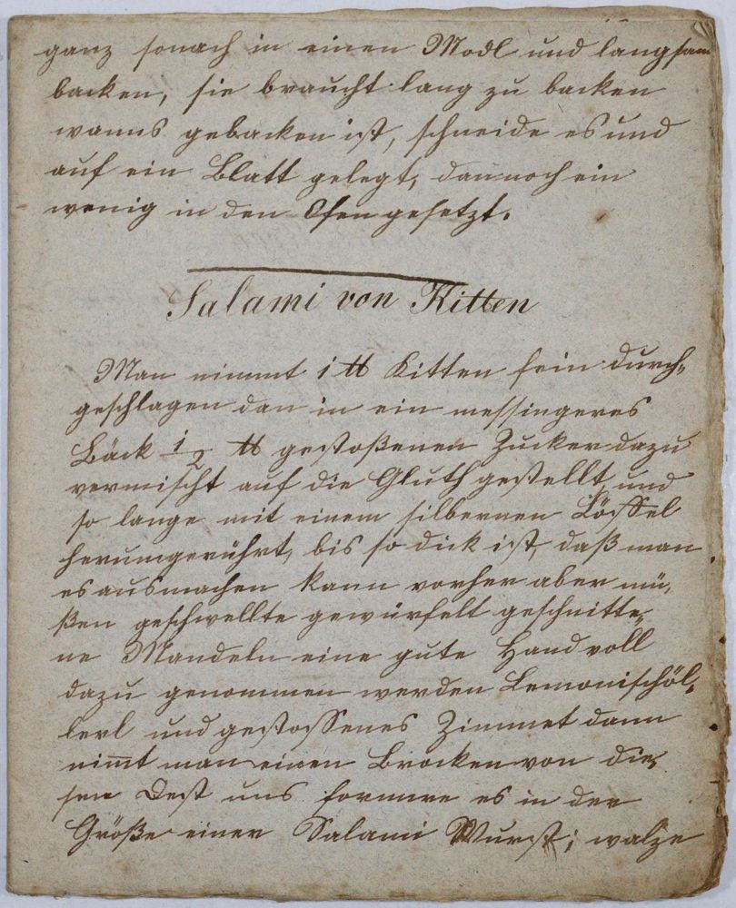 Große Abbildung Nr.2: 133-423 Rezepte.: (Küche und Haushalt, Kochbücher, Handschriften)