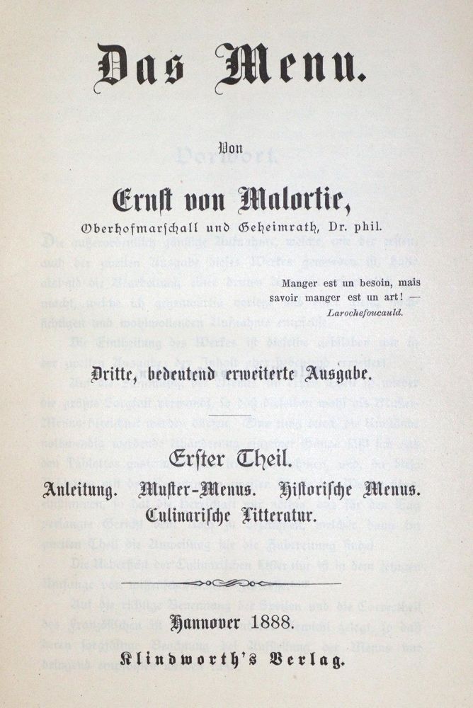 Große Abbildung Nr.5: 133-435 Malortie,E.v.: (Küche und Haushalt, Kochbücher)