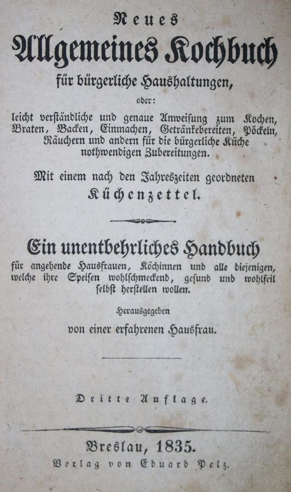 Große Abbildung Nr.1: 133-453 (Pelz,H.).: (Küche und Haushalt, Kochbücher, Schlesien)