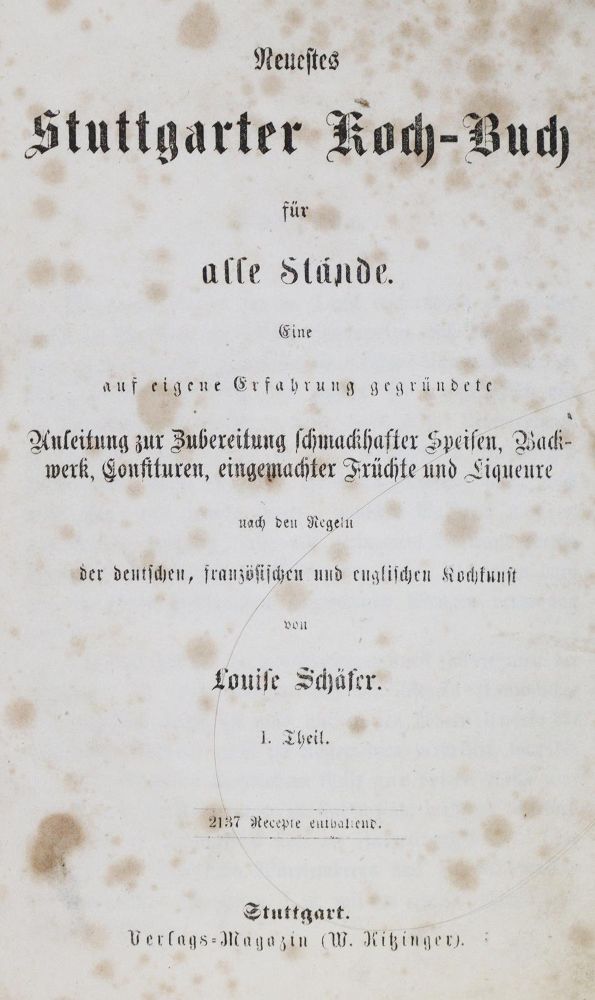 Große Abbildung Nr.1: 133-455 Schäfer,L.: (Küche und Haushalt, Kochbücher, Stuttgart)