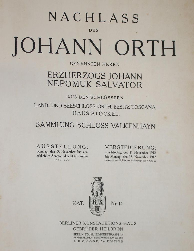 Große Abbildung Nr.1: 133-498 Nachlass: (Kataloge, Orth)