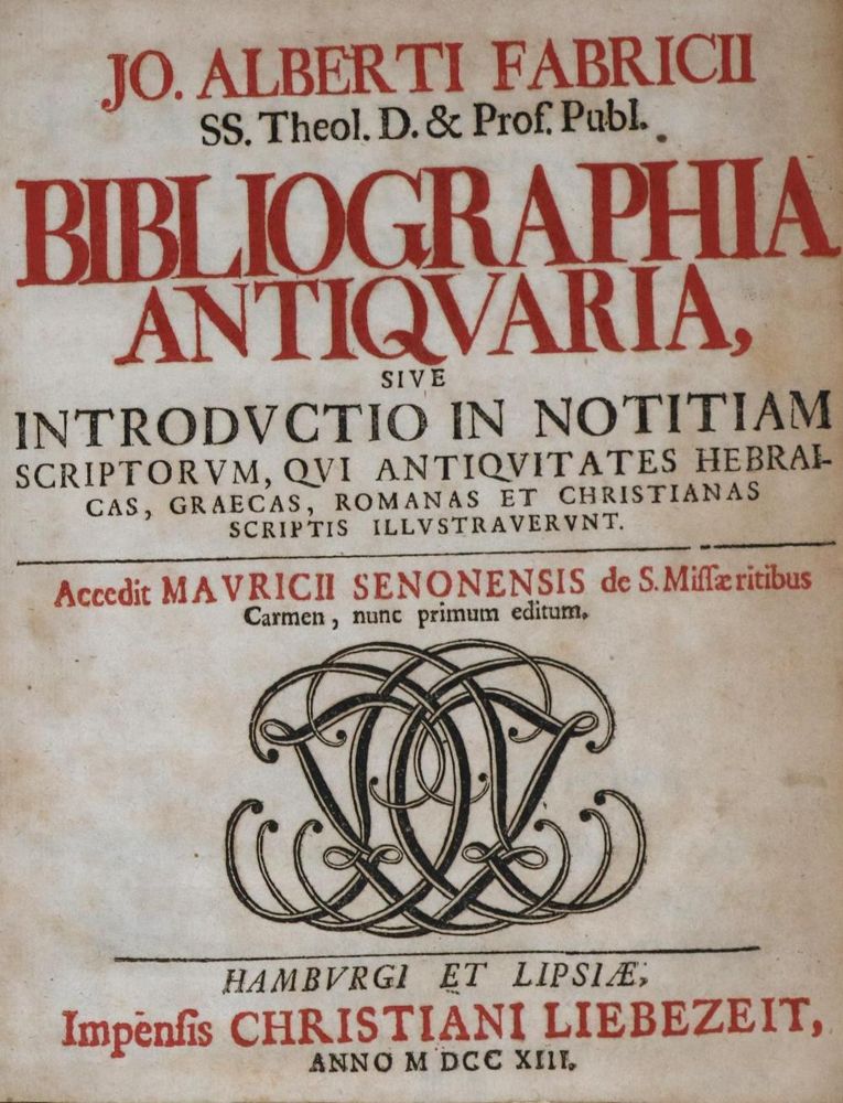 Große Abbildung Nr.1: 133-545 Fabricius,J.A.: (Bibliographie und Buchwesen)