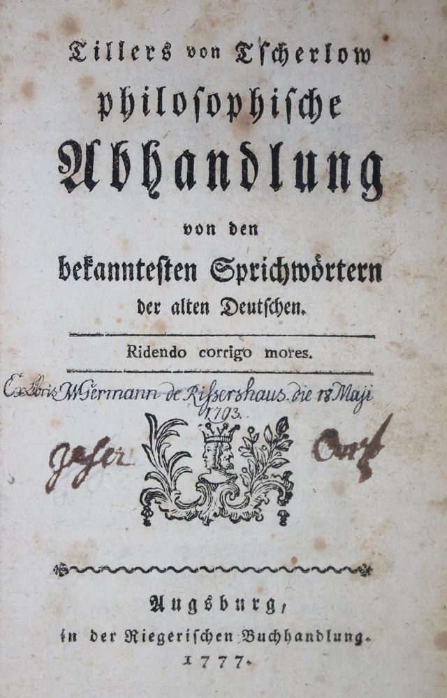 Große Abbildung Nr.1: 133-599 Tiller von Tscherlow (d.i. O.Sager).: (Lexika - Wörterbücher - Sprachwissenschaften)