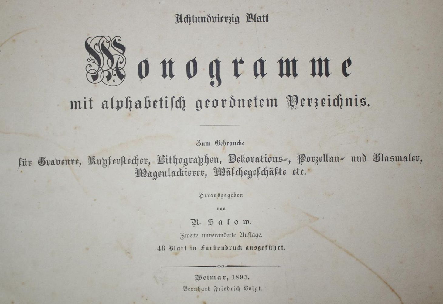 Große Abbildung Nr.1: 133-611 Salow,R. (Hrsg.).: (Typographie und Kalligraphie, Monogramme)