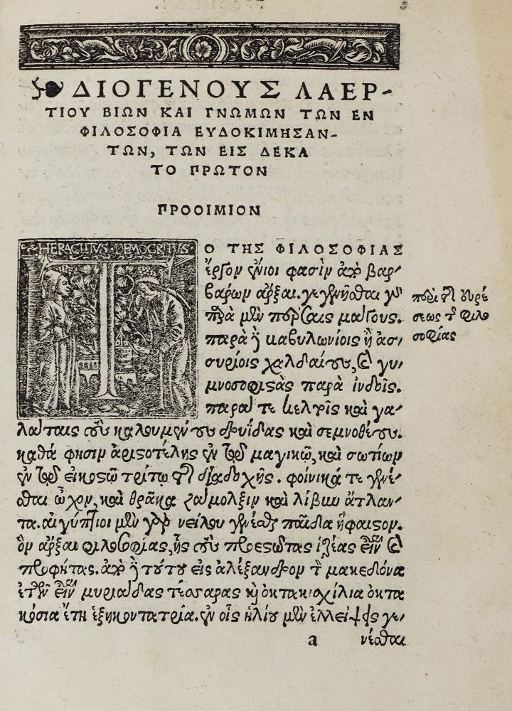 Große Abbildung Nr.2: 133-62 Diogenes Laertius.: (Alte Drucke, Handschriften und Theologie)