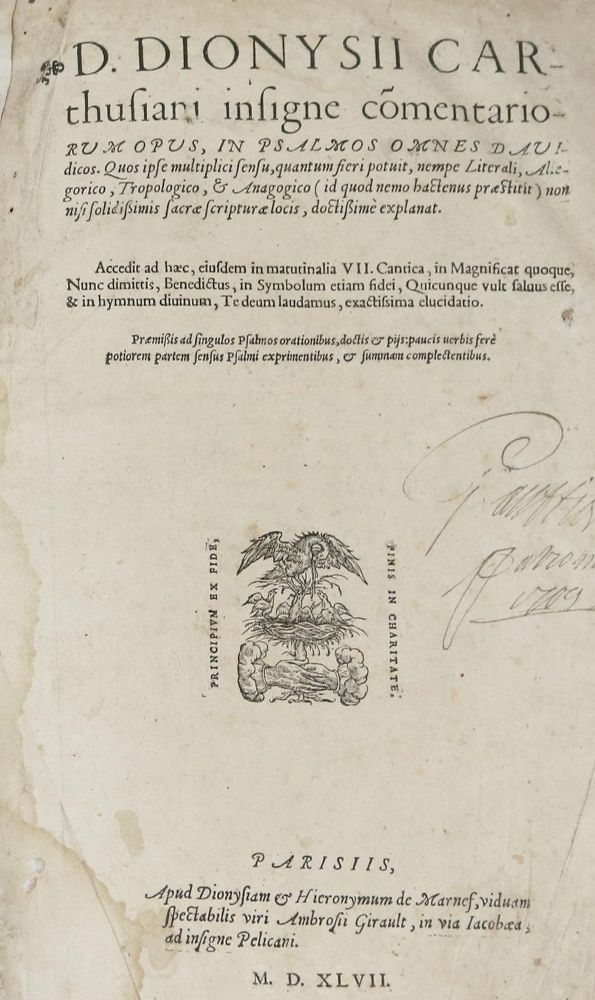 Große Abbildung Nr.1: 133-64 Dionysius Carthusianus.: (Alte Drucke, Handschriften und Theologie)