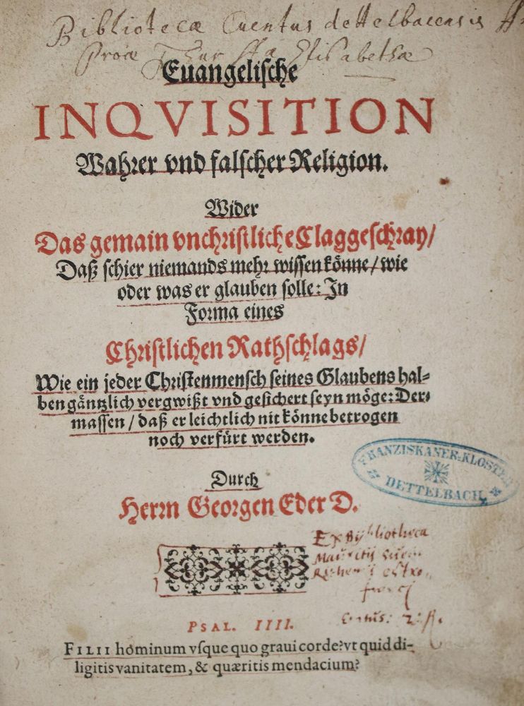 Große Abbildung Nr.1: 133-67 Eder,G.: (Alte Drucke, Handschriften und Theologie)